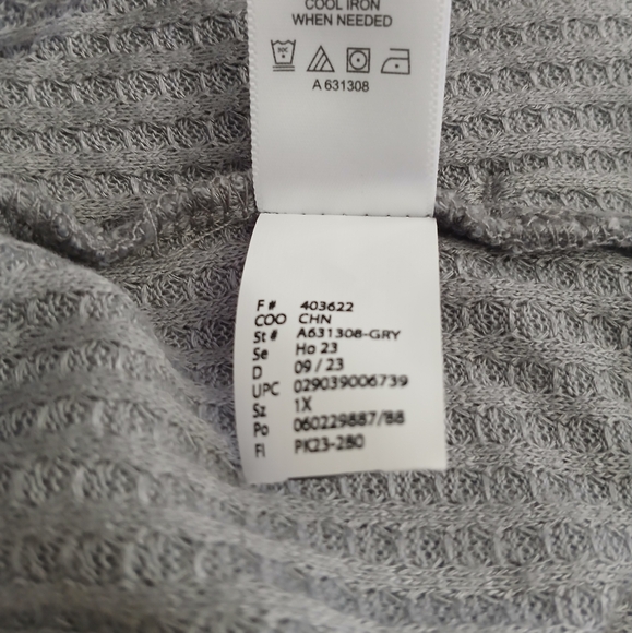 Logo Lori Goldstein Womens Waffle Knit Long Sleeve Top Size 1X Color Grey - Picture 9 of 9